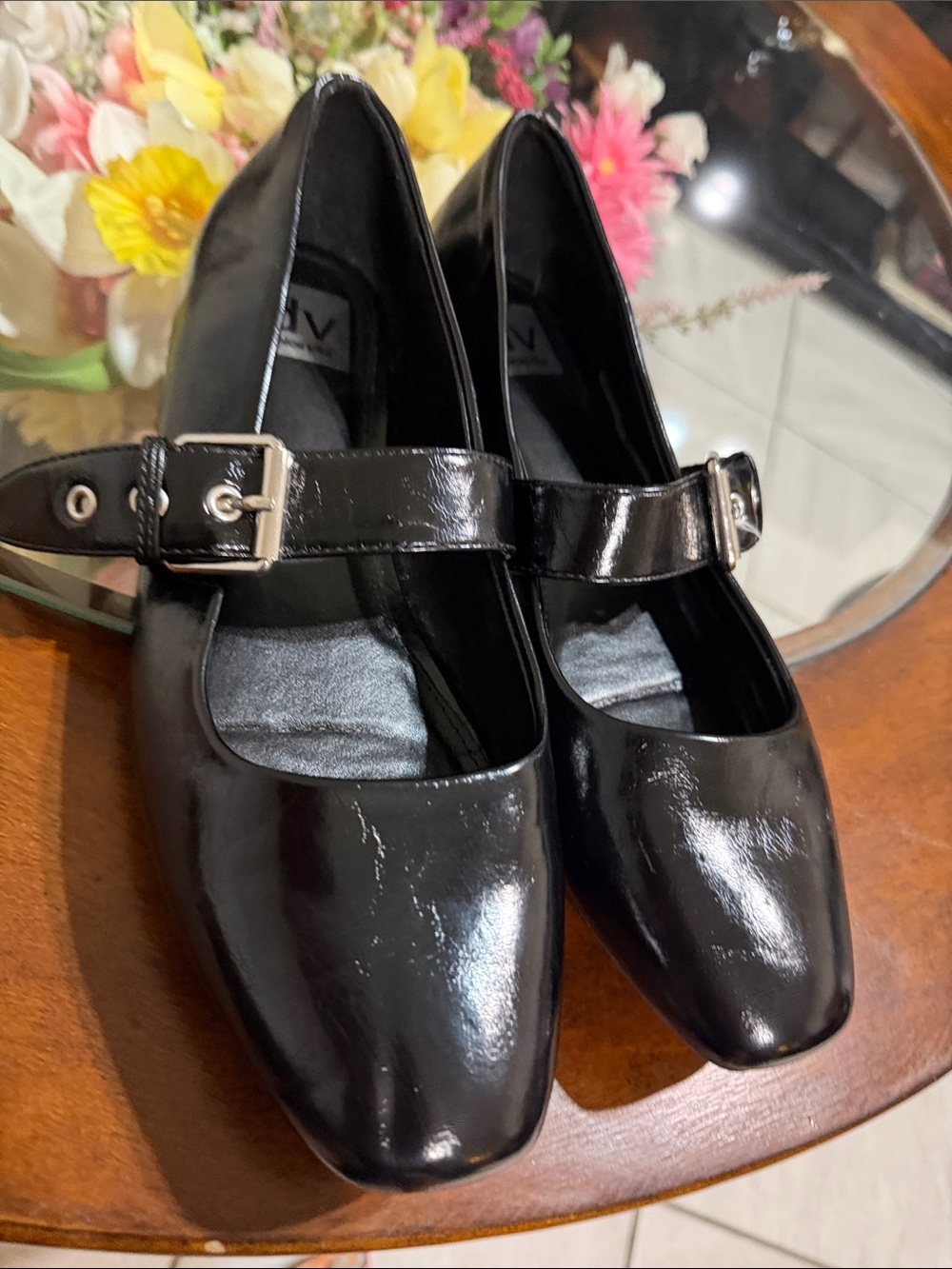 Dolce Vita Black Patent Mary Jane Flats with Buckle
